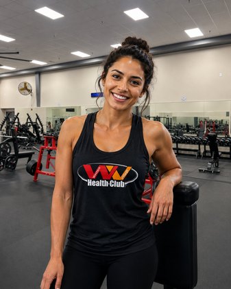 Western Village member smiling on the gym floor